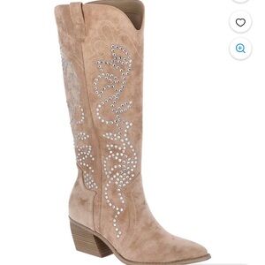 Women's Tan Suede Embellished Boots